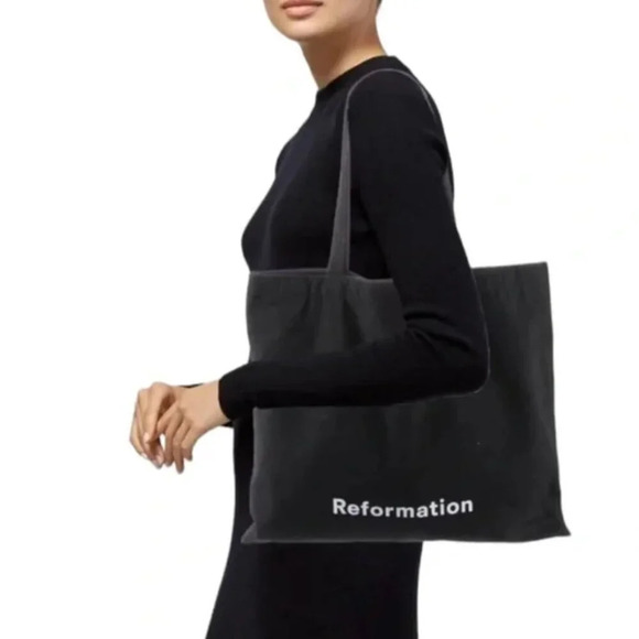 Reformation Black Tote Bag Shopping Reusable - Picture 1 of 4